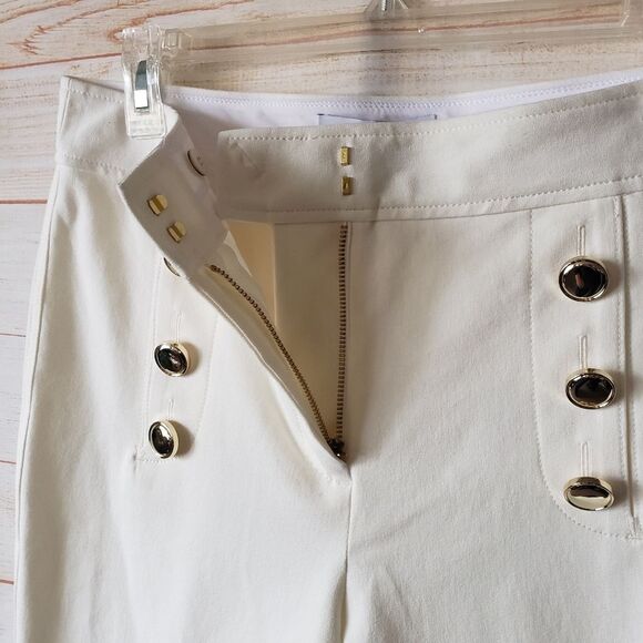 Derek Lam 10 Crosby Cotton Elastane Straight Leg Stretch Pants Size 8 Soft White - Picture 4 of 8